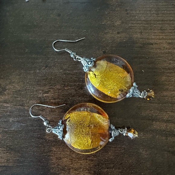 Handcrafted Lampwork Glass and Swarovski Crystal Earrings - Picture 2 of 3